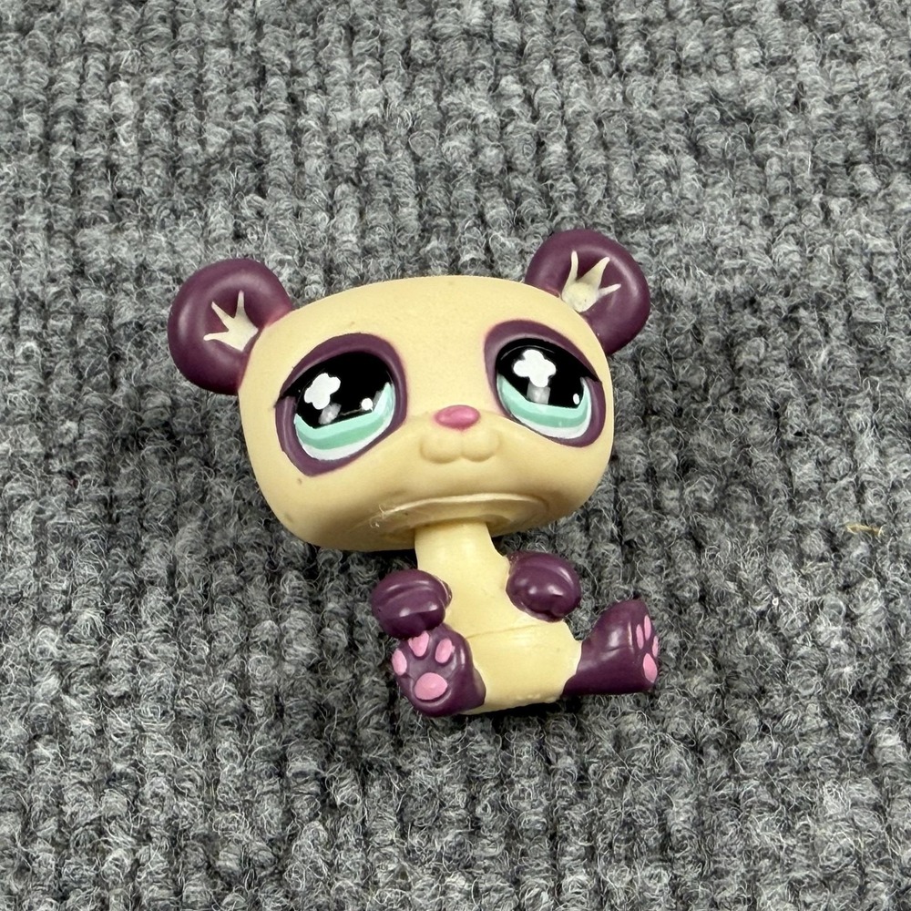 Hasbro Littlest Pet Shop Panda Bear #822 Gen 2 Figure 2007 Purple Tan LPS Toy